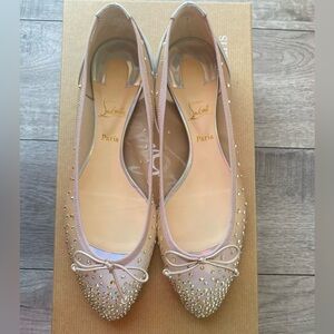 Christian Louboutin Mesh Crystal-Embellished Ballet Flats